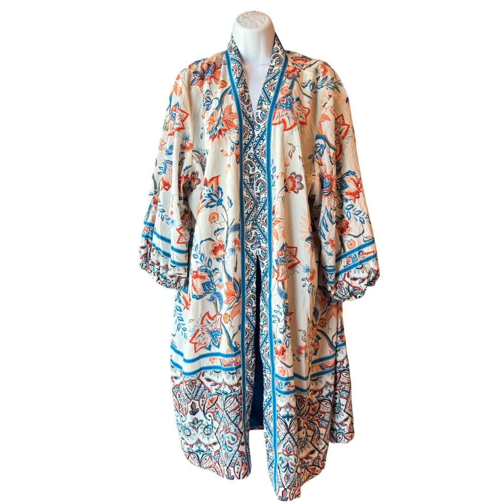 Chicos Patched Kimono Rising Bloom‎ Jacket Floral Duster Chicos Size 4 (Size 20)